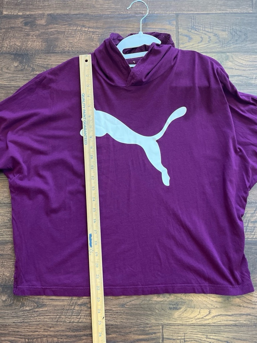 Puma Women’s Plum Purple Pullover Hoodie with White Cat Logo Cropped Size XL - Picture 6 of 9